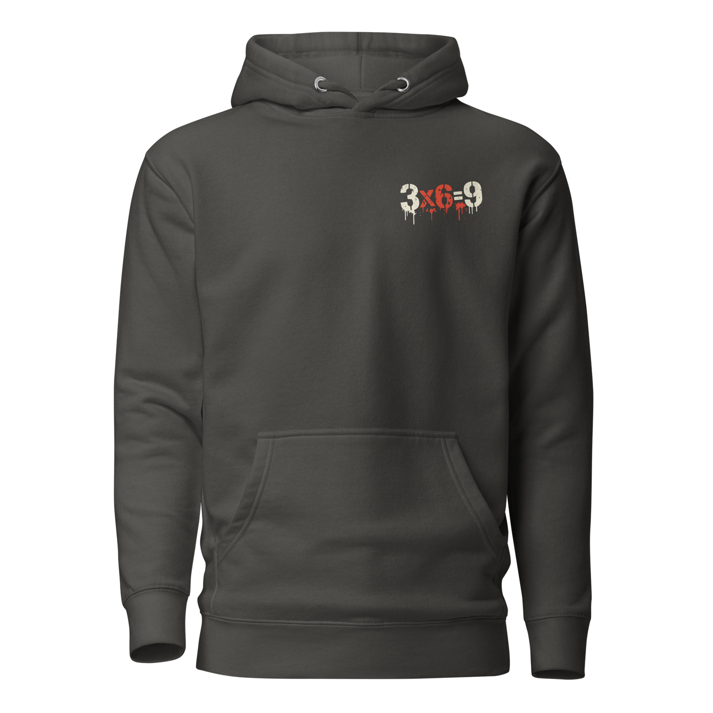 Grauer 3x6=9 Hoodie im minimalistischen Streetwear Style