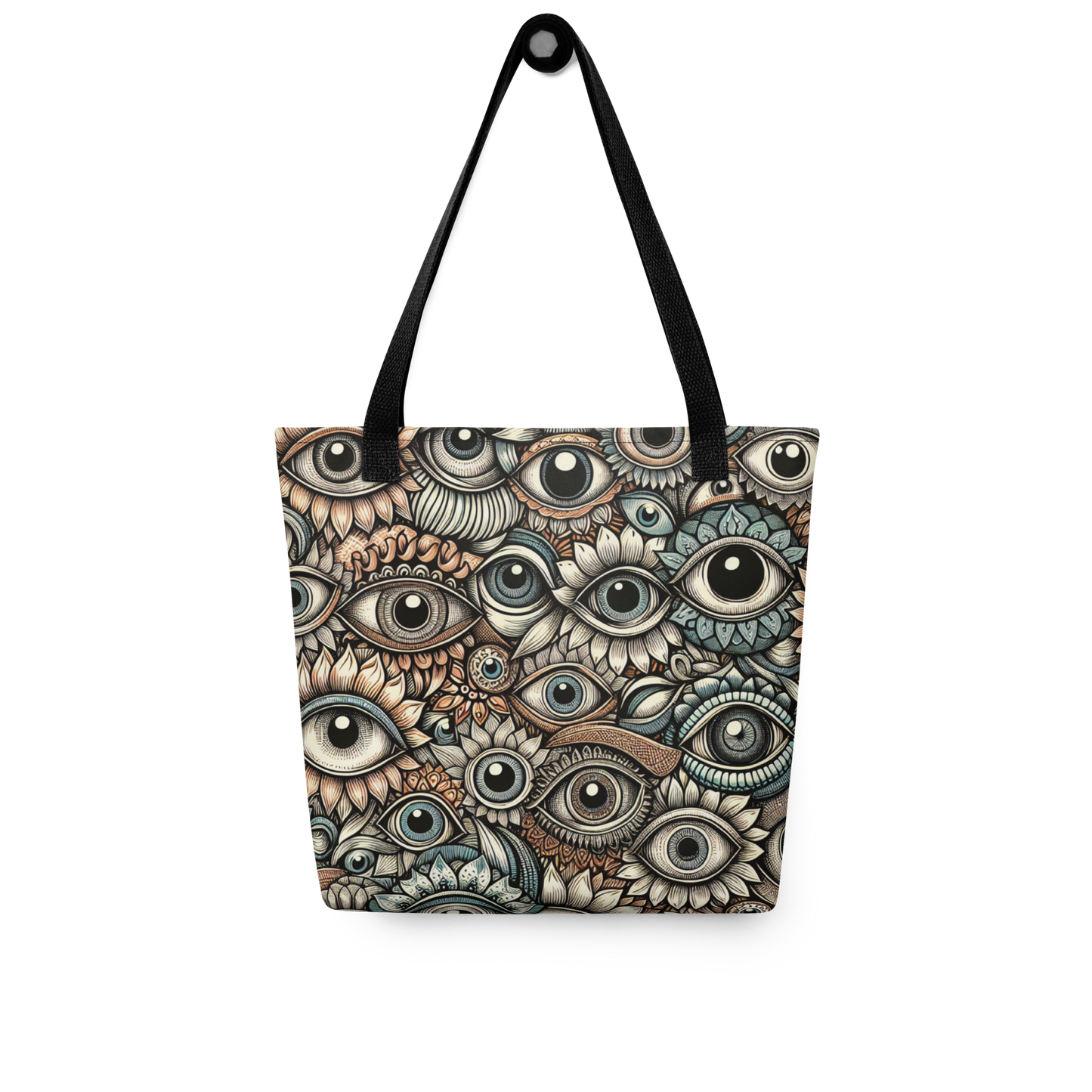 All Over Stoffbeutel mit vielen offenen Augen bedruckt