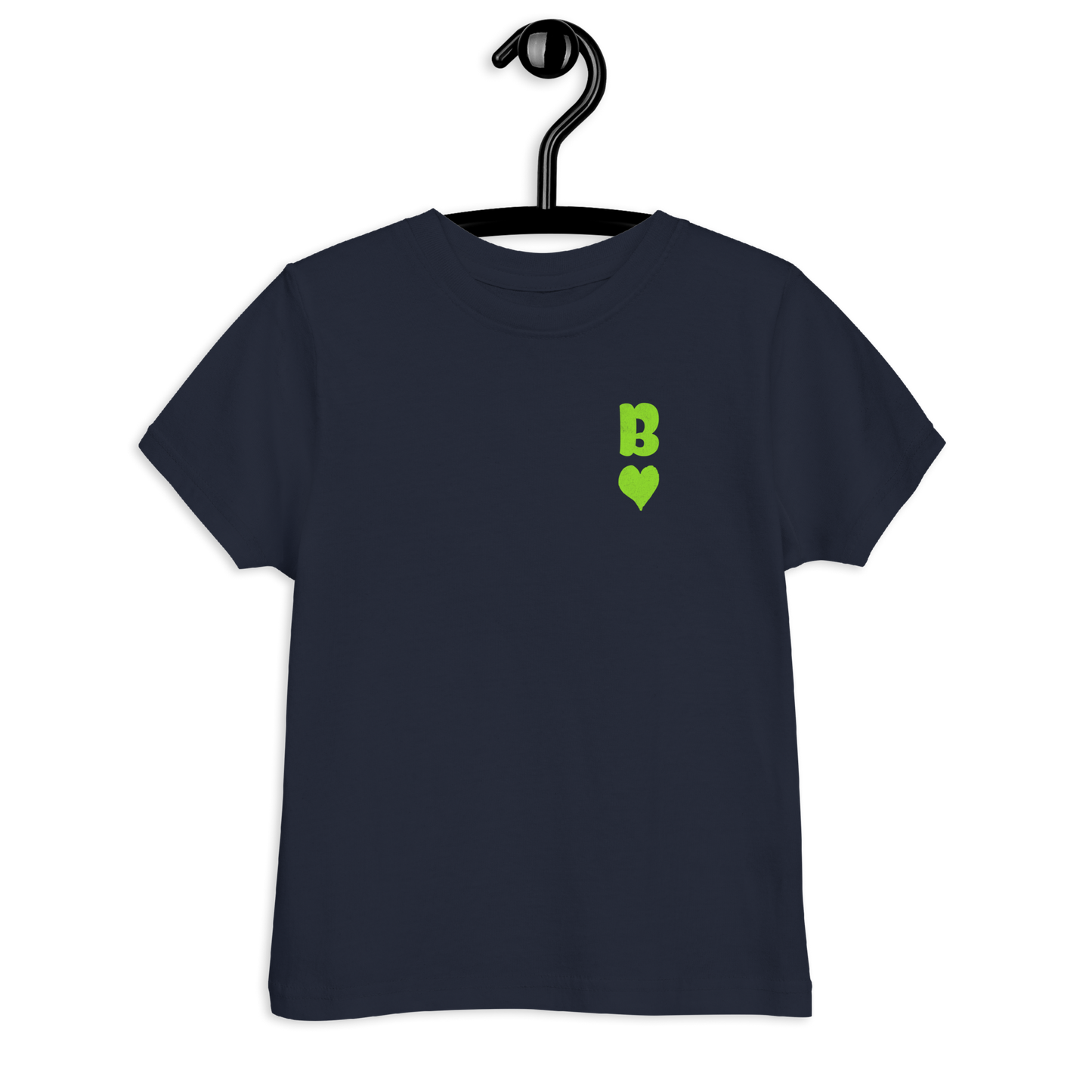 Navy Kinder T-Shirt mit minimalistischem grünem Bube Herz Symbol