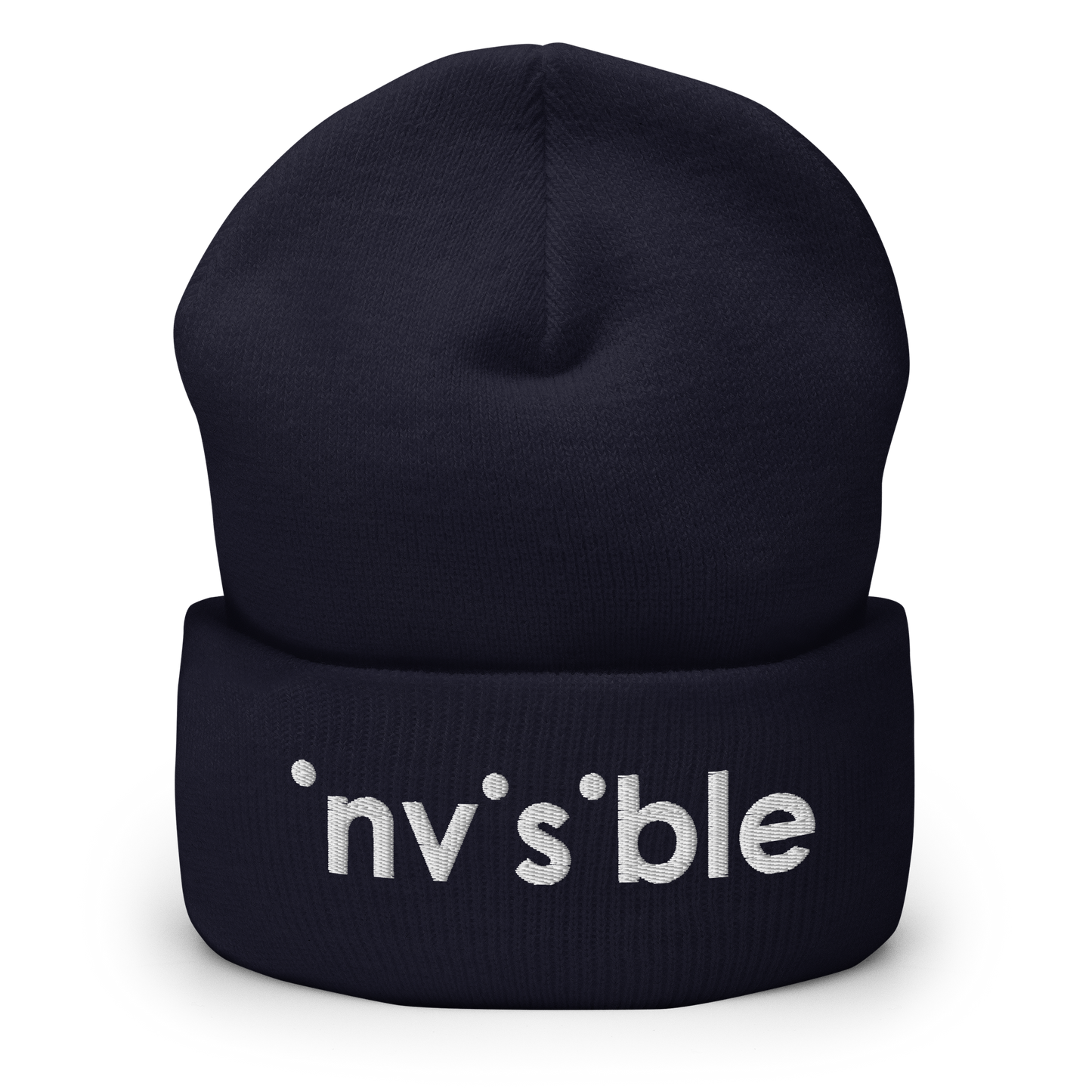 Navy Beanie mit invisible Schriftzug