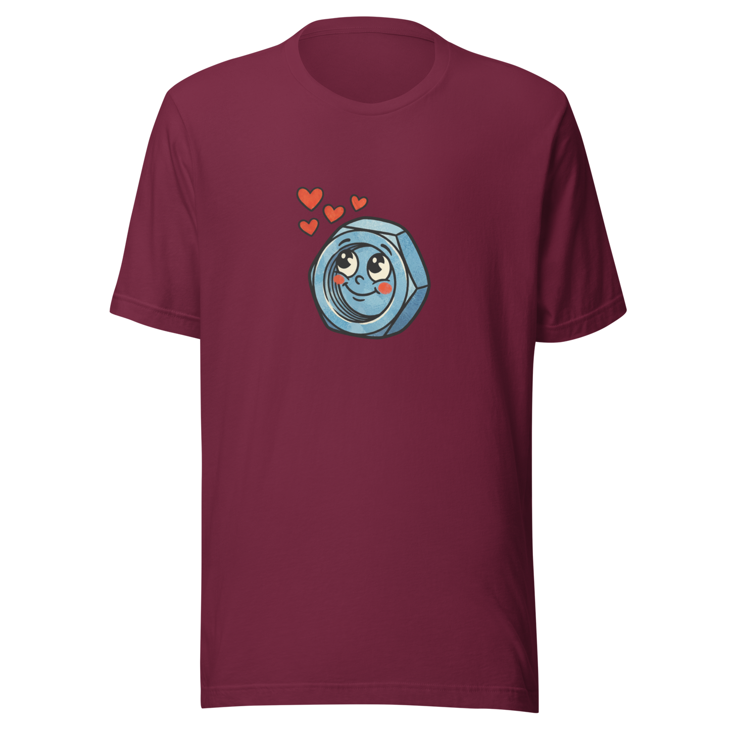 Dunkel Rotes Partnerlook T-Shirt mit verliebter Werkzeug Mutter und Herzchen