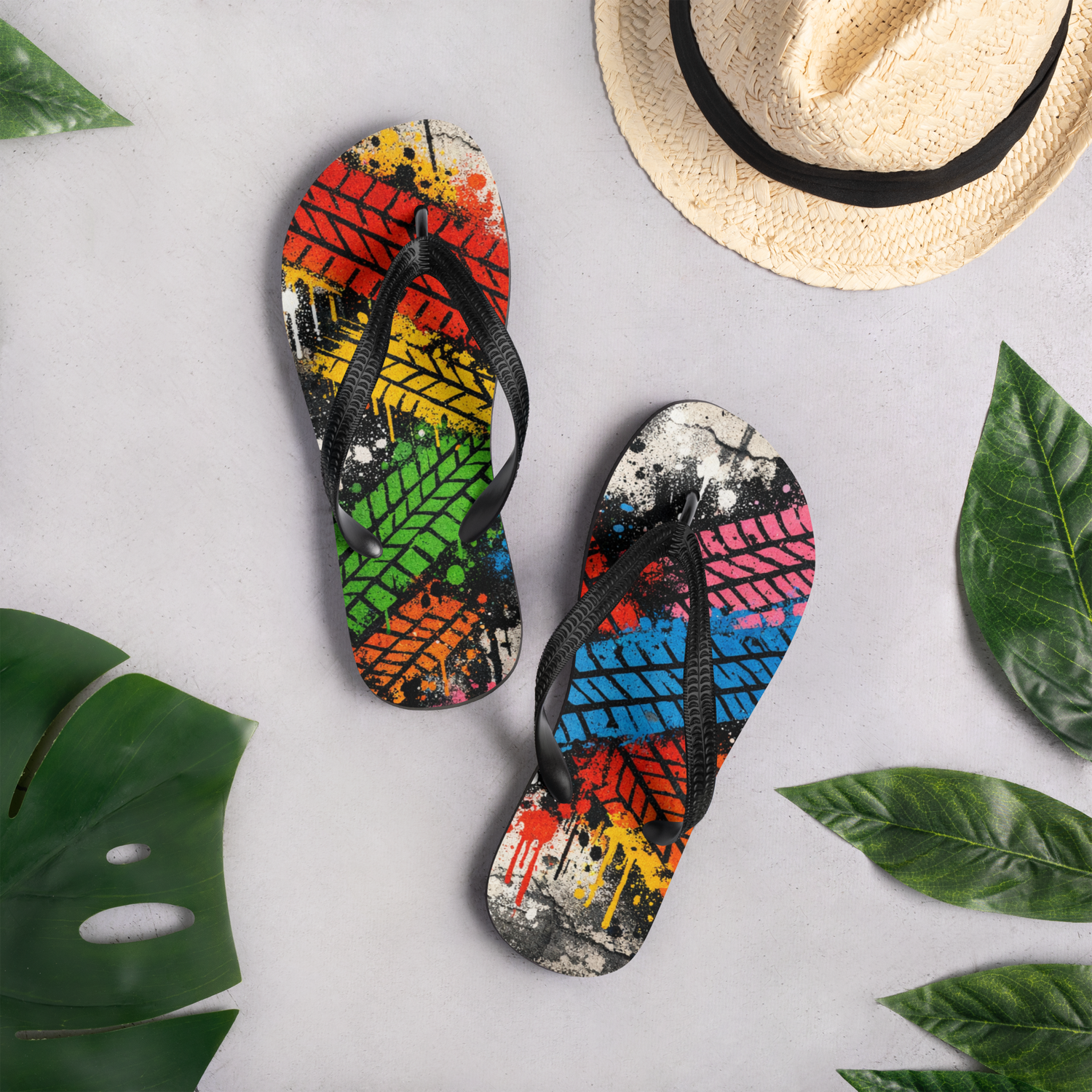 2 Flip Flops mit Schafen bedruckt