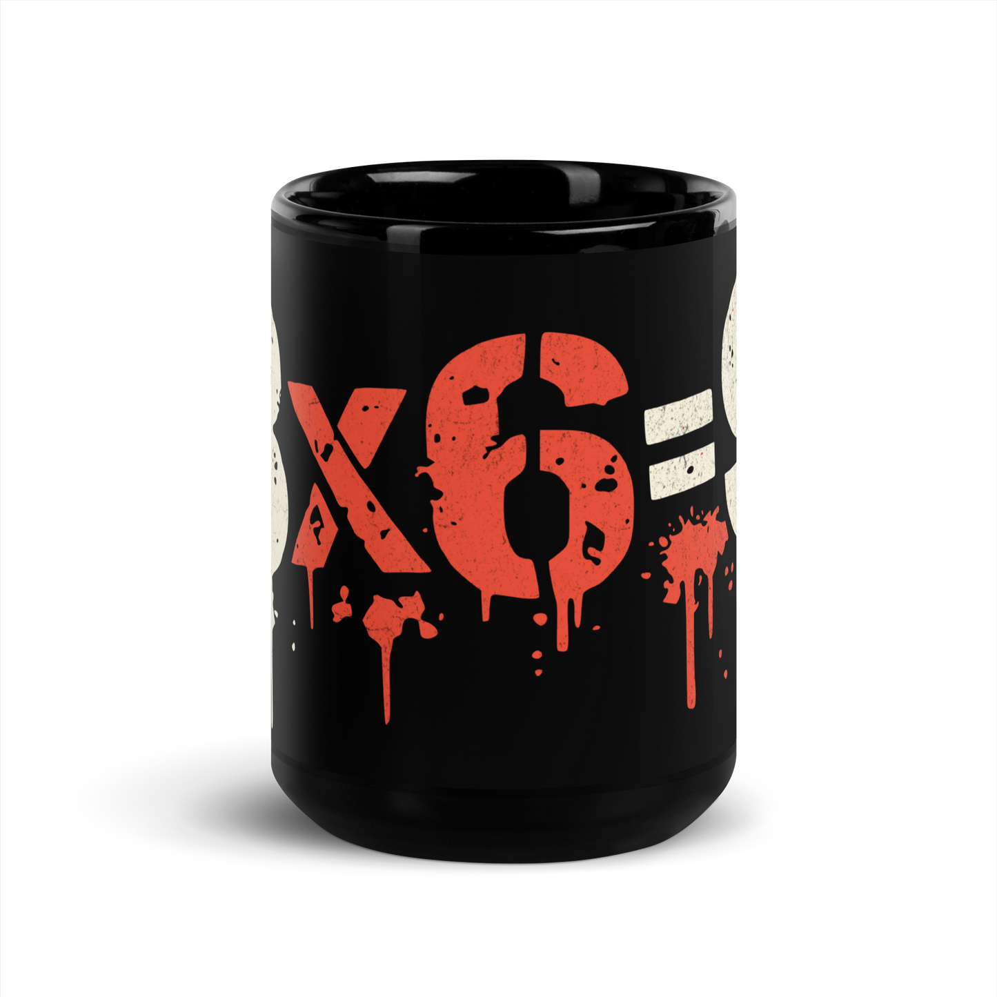 Schwarze Tasse mit 3x6=9 Graffiti