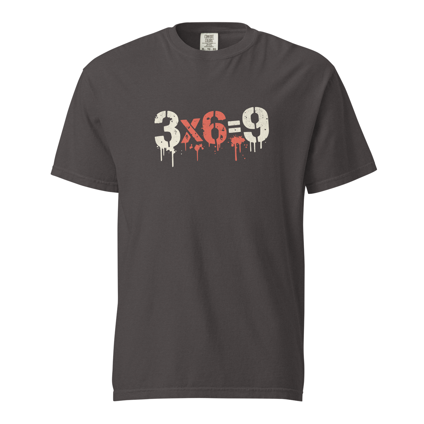 Graues T-Shirt mit "3x6=9" Print in Stencil Graffiti Optik
