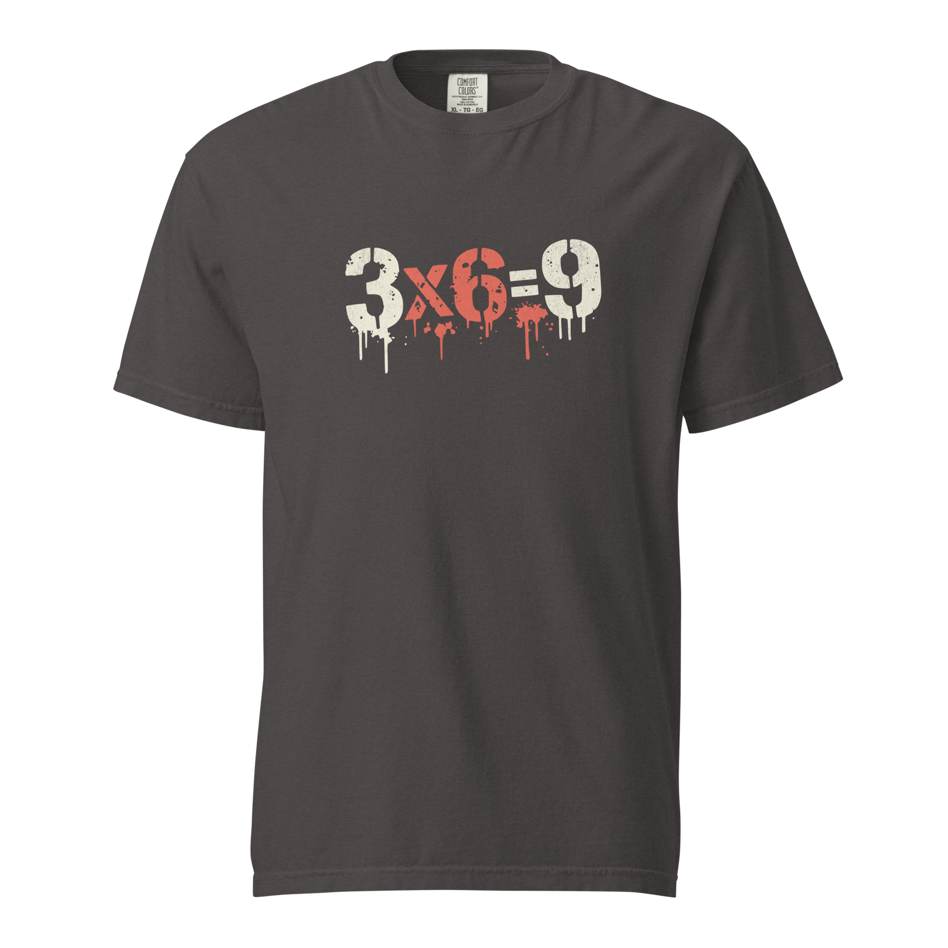 Graues T-Shirt mit "3x6=9" Print in Stencil Graffiti Optik