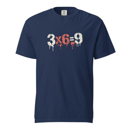 Navy T-Shirt mit "3x6=9" Print in Stencil Graffiti Optik