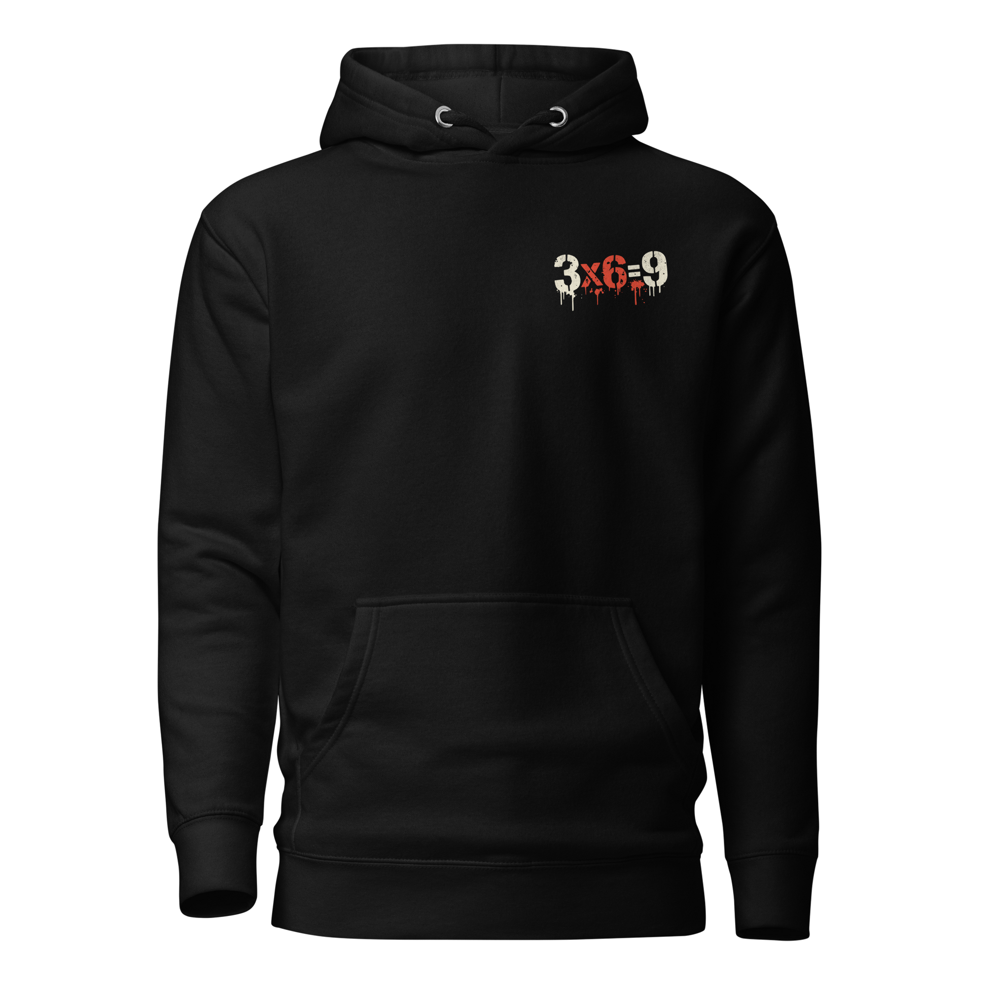 Schwarzer 3x6=9 Hoodie im minimalistischen Streetwear Style