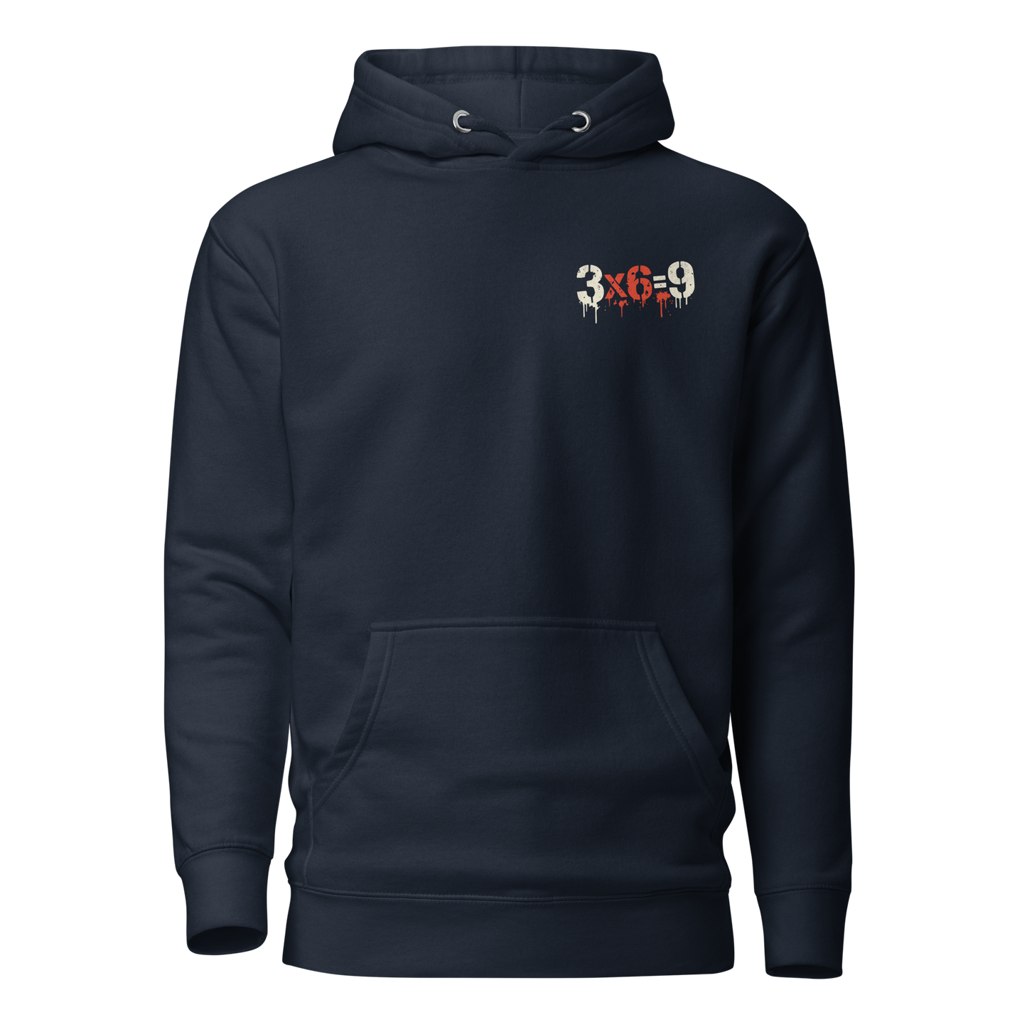 Navy 3x6=9 Hoodie im minimalistischen Streetwear Style