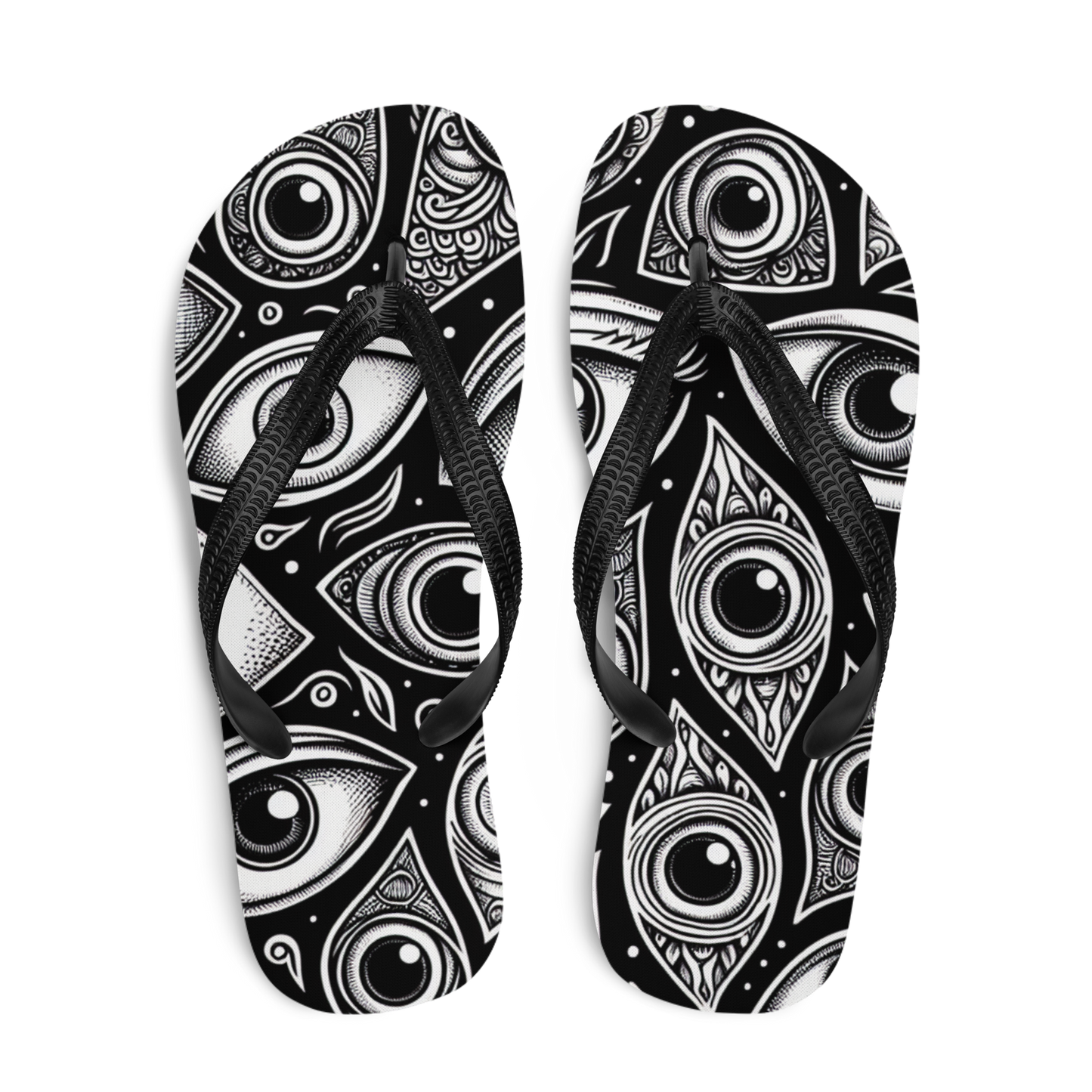 Flip-Flops mit schwarz weißen Augen bedruckt