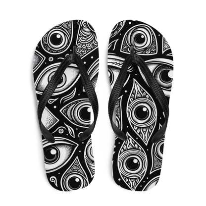 Flip-Flops mit schwarz weißen Augen bedruckt