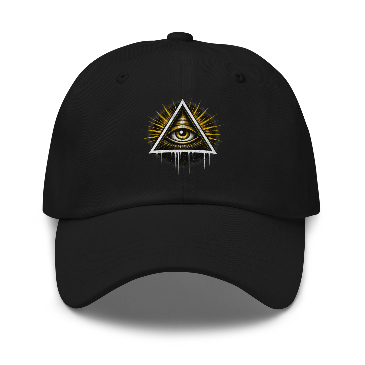 Schwarzes Cap mit Illuminati Dreieck und Auge Print