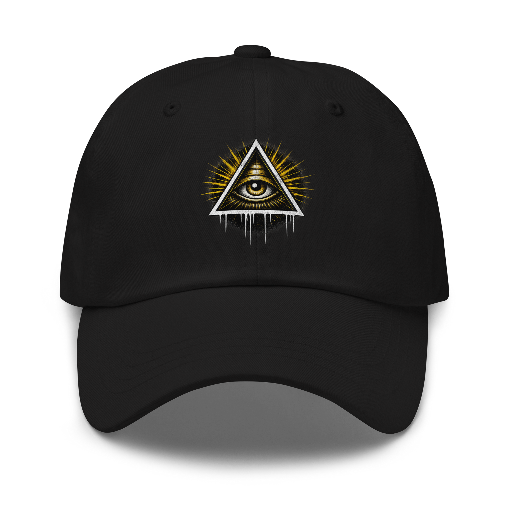Schwarzes Cap mit Illuminati Dreieck und Auge Print