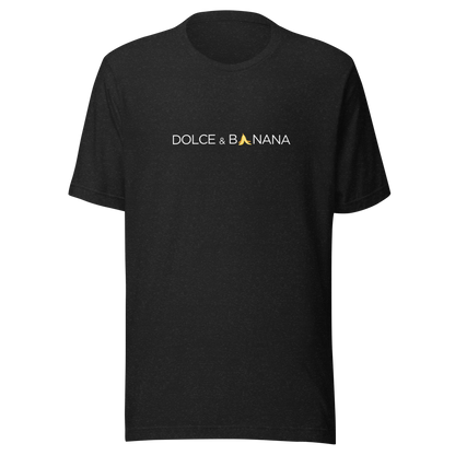 Schwarz heather Unisex T-Shirt mit Dolce & Banana Brustprint