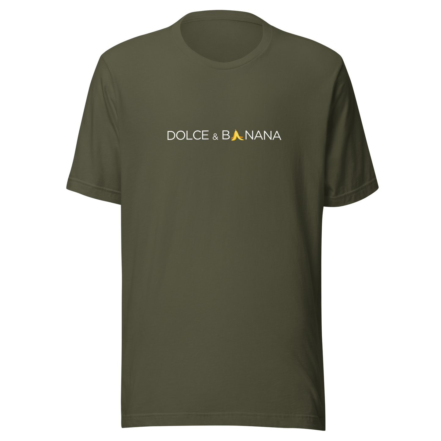 Militärgrünes Unisex T-Shirt mit Dolce & Banana Brustprint