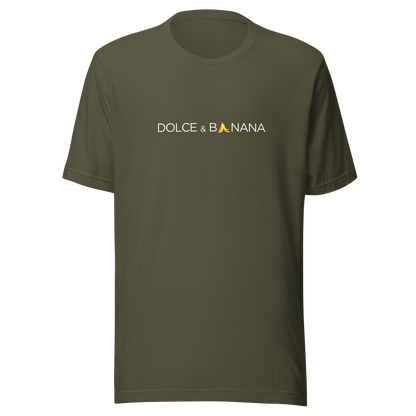 Militärgrünes Unisex T-Shirt mit Dolce & Banana Brustprint