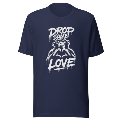 Navy T-Shirt mit Affen der Herz formt und Drop some Love Schriftzug im Streetart style