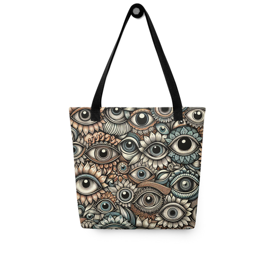 All Over Stoffbeutel mit vielen offenen Augen bedruckt