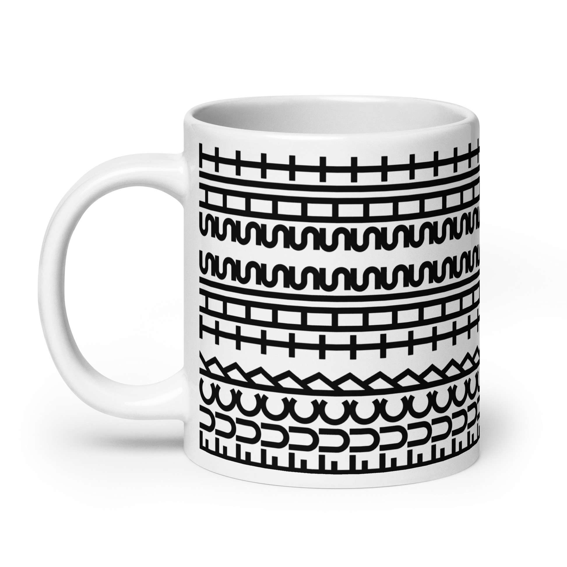 Weiße Tasse mit FUCK THIS SHIT Print, Seitenansicht Rechts