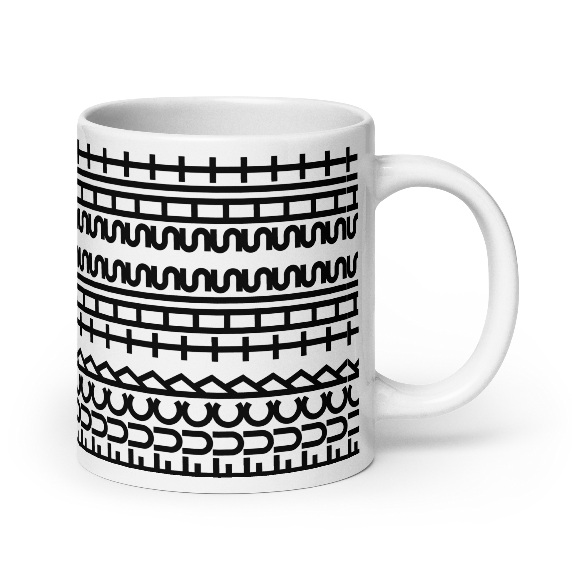 Weiße Tasse mit FUCK THIS SHIT Print, Seitenansicht