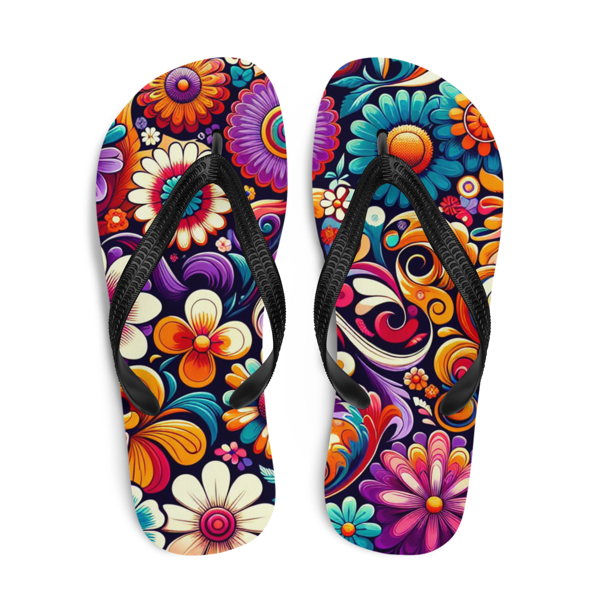 Flip-Flops mit buntem Blumenmuster Obenansicht