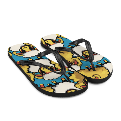 Seitenansicht Flip-Flops mit Schafen bedruckt