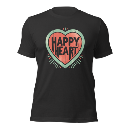 Dunkelgraues Unisex T-Shirt mit Herz Print und Happy Heart Schriftzug