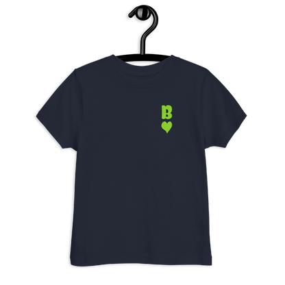 Navy Kinder T-Shirt mit minimalistischem grünem Bube Herz Symbol