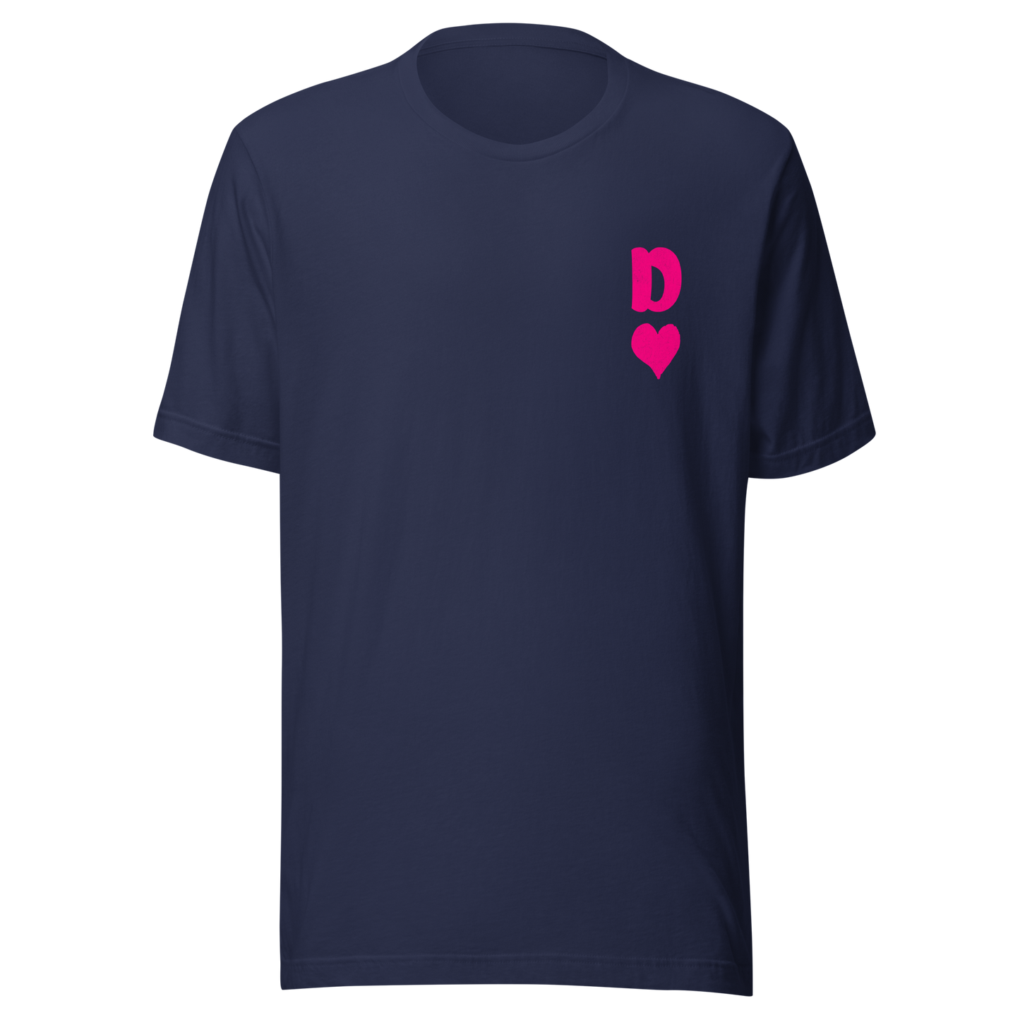 Navy Partnerlook Unisex T-Shirt mit minimalistischem pinkem Dame Herz Symbol