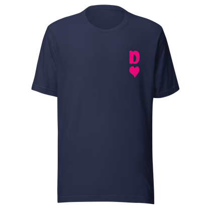 Navy Partnerlook Unisex T-Shirt mit minimalistischem pinkem Dame Herz Symbol