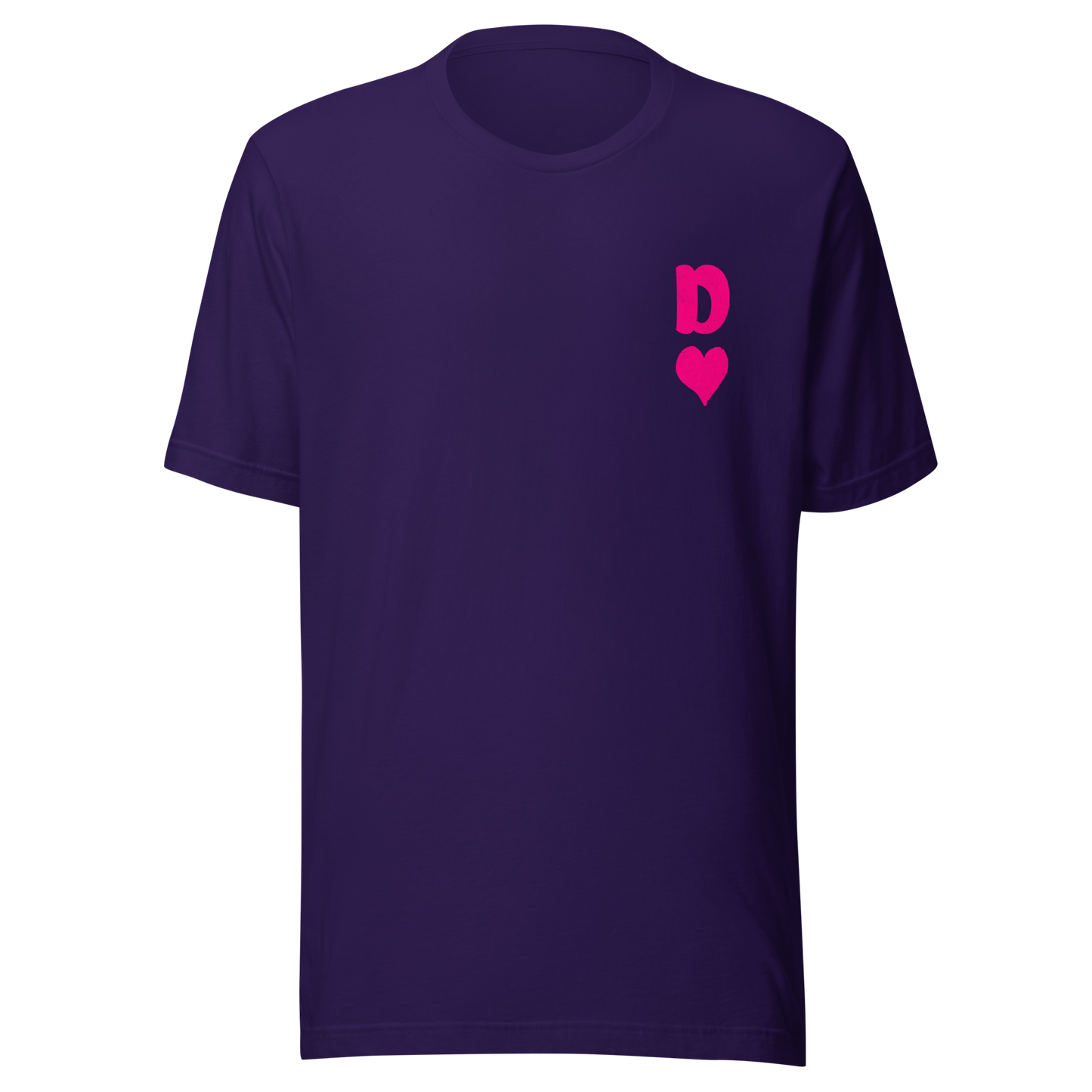 Lila Partnerlook Unisex T-Shirt mit minimalistischem pinkem Dame Herz Symbol