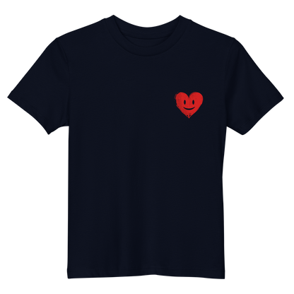 Navy Kinder T-Shirt mit lachendem roten Herz