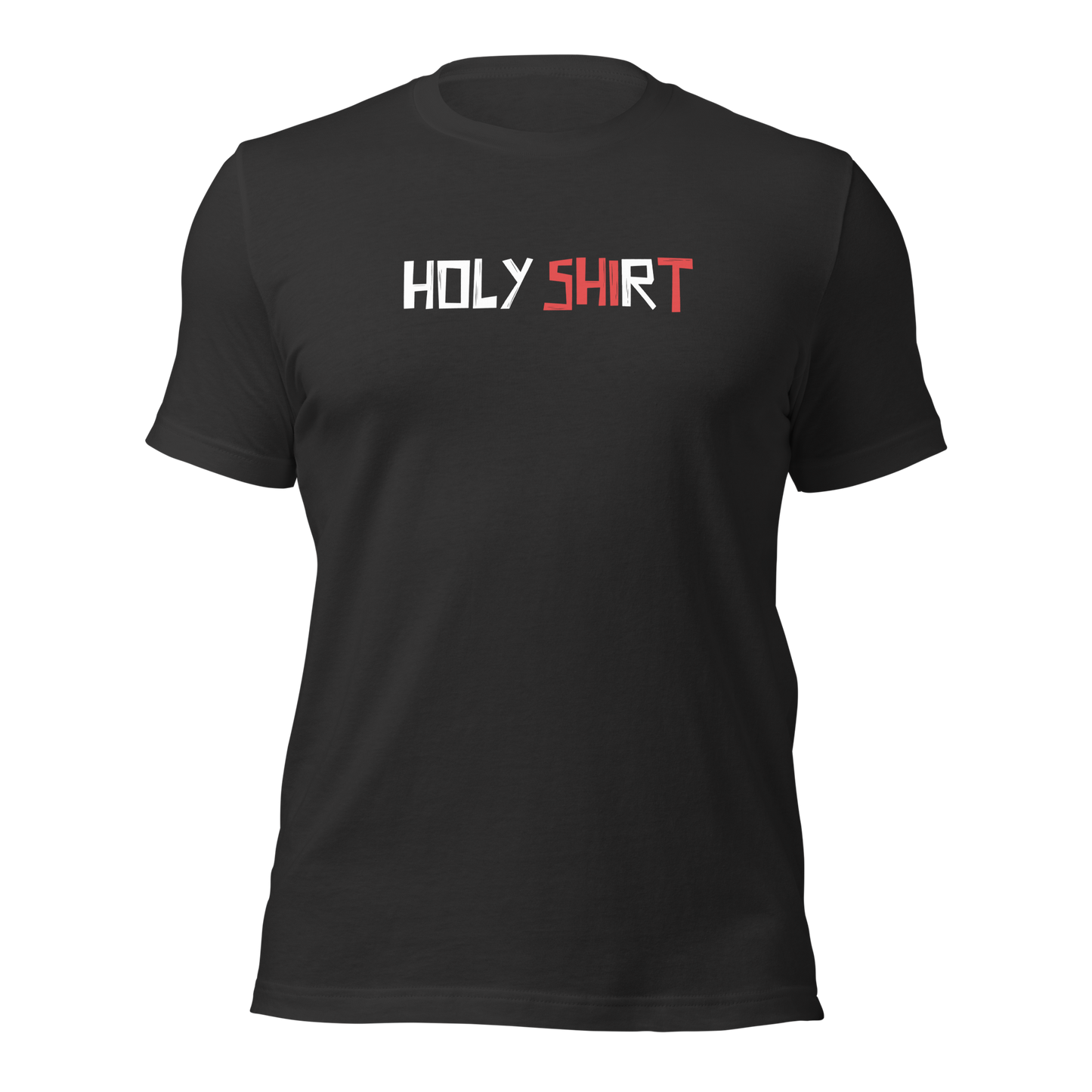 Dunkelgraues Unisex T-Shirt mit Holy Shirt Print