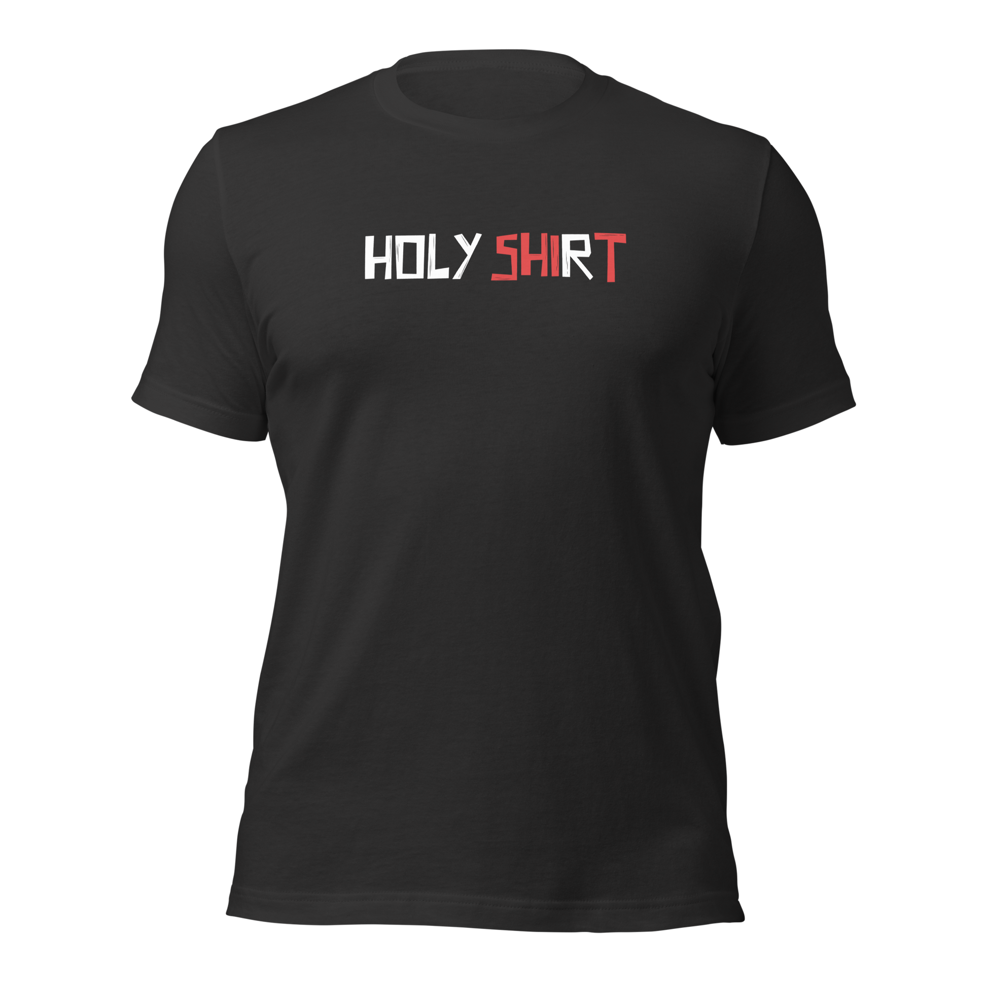 Dunkelgraues Unisex T-Shirt mit Holy Shirt Print