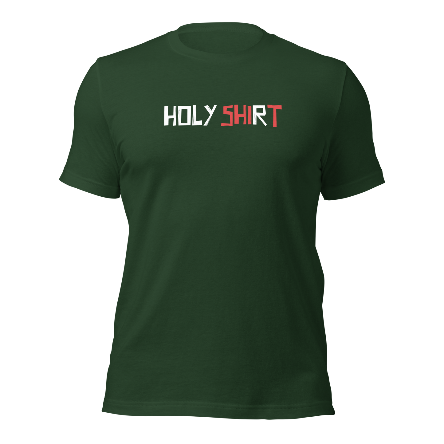 Waldgrünes Unisex T-Shirt mit Holy Shirt Print