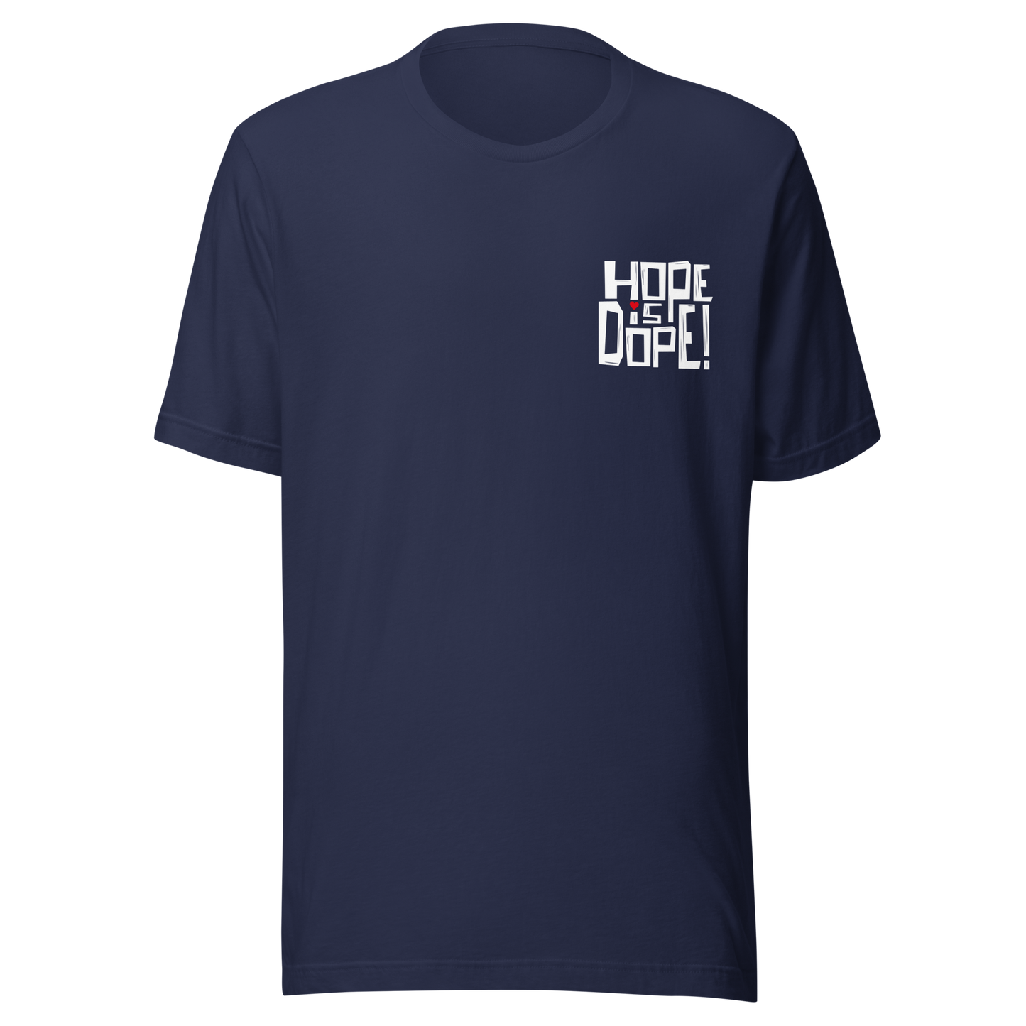 Navy Unisex T-Shirt mit kleinem Hope is Dope Brustprint