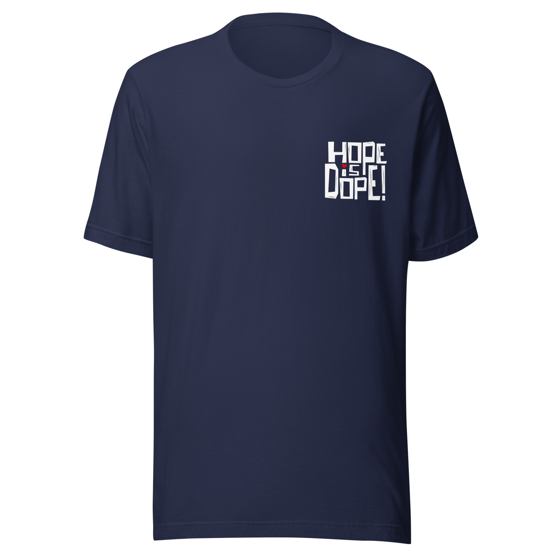 Navy Unisex T-Shirt mit kleinem Hope is Dope Brustprint