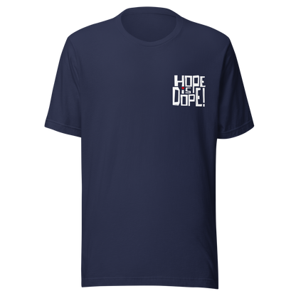 Navy Unisex T-Shirt mit kleinem Hope is Dope Brustprint