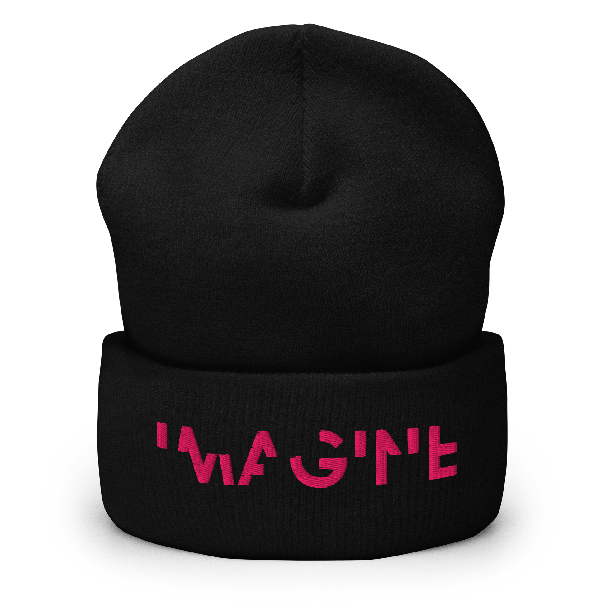 Schwarzes Beanie mit pinkem IMAGINE Schriftzug