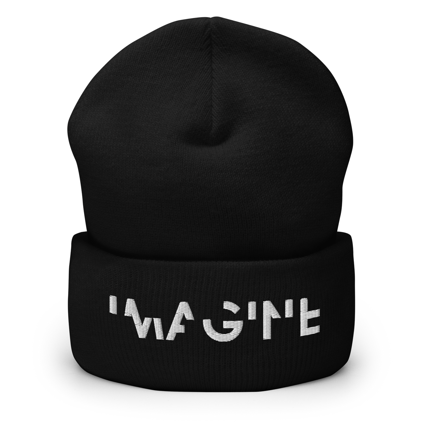 Schwarzes Beanie mit weißem IMAGINE Schriftzug