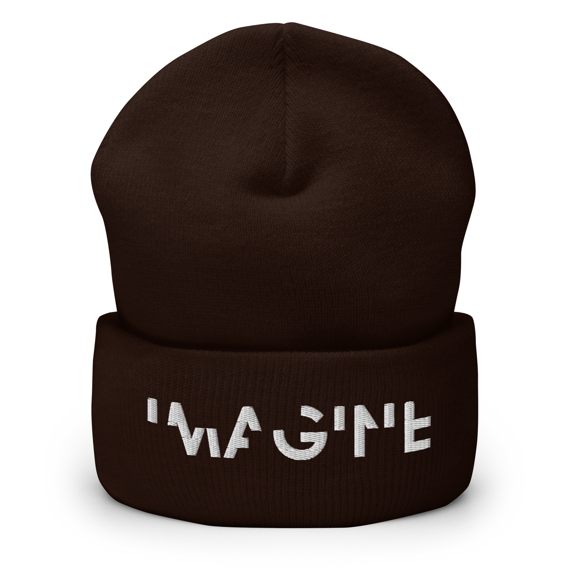 Braunes Beanie mit weißem IMAGINE Schriftzug