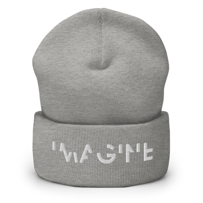 Hellgraues Beanie mit weißem IMAGINE Schriftzug