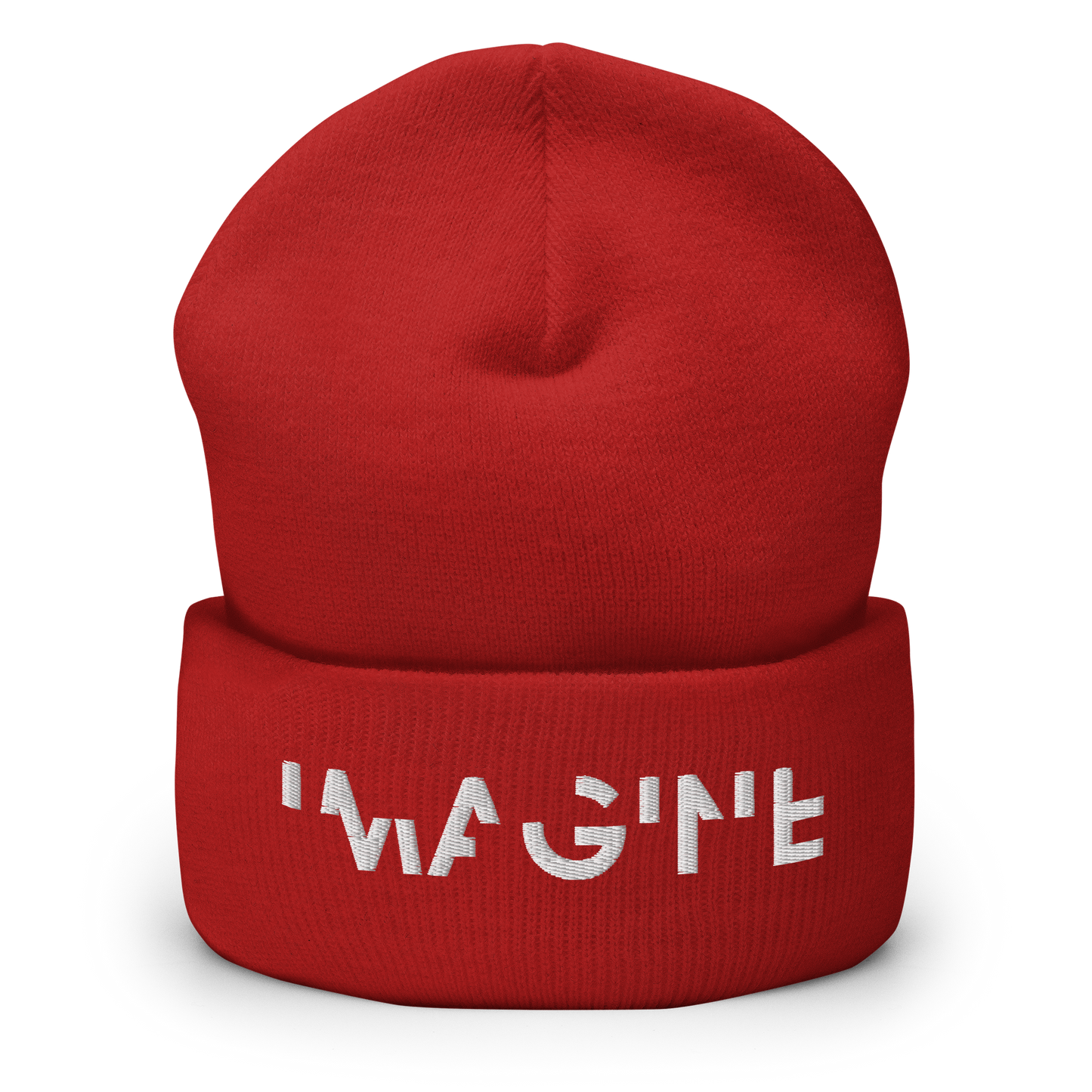 Rotes Beanie mit weißem IMAGINE Schriftzug