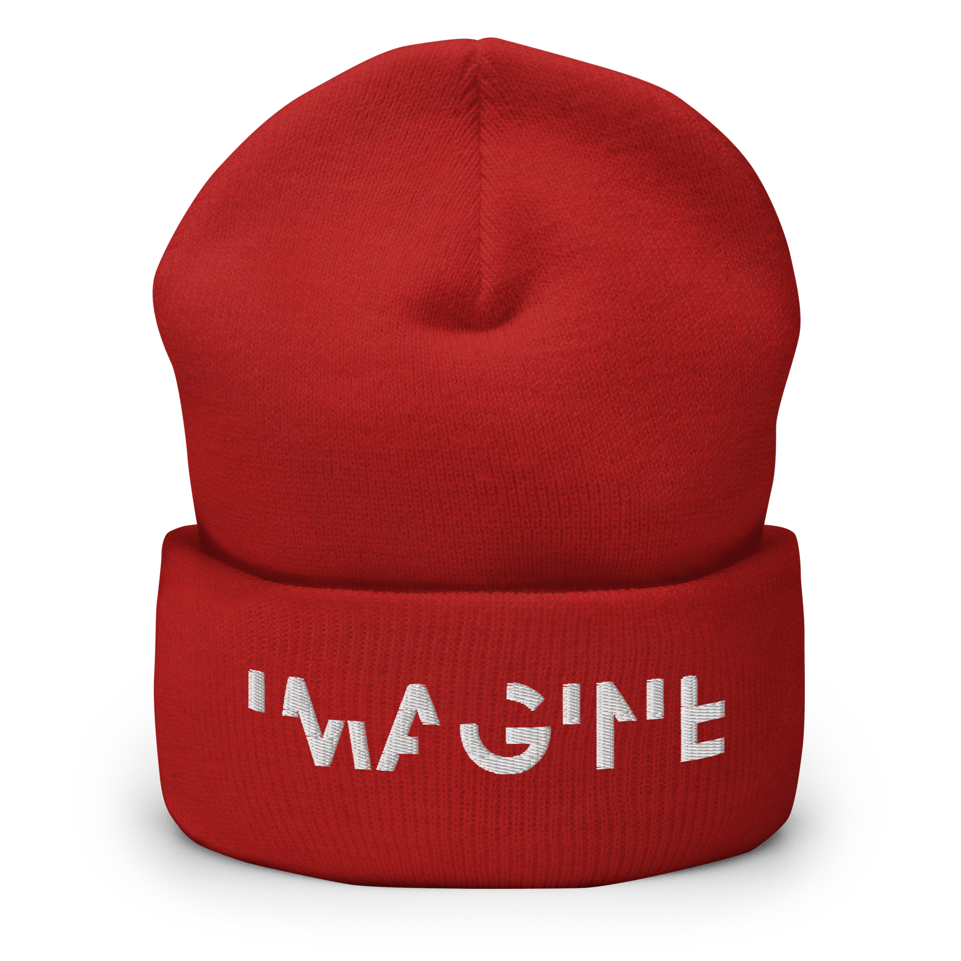 Rotes Beanie mit weißem IMAGINE Schriftzug