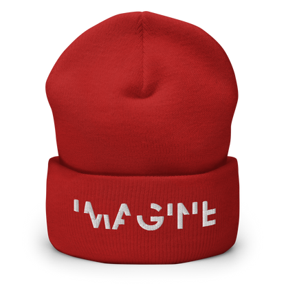 Rotes Beanie mit weißem IMAGINE Schriftzug