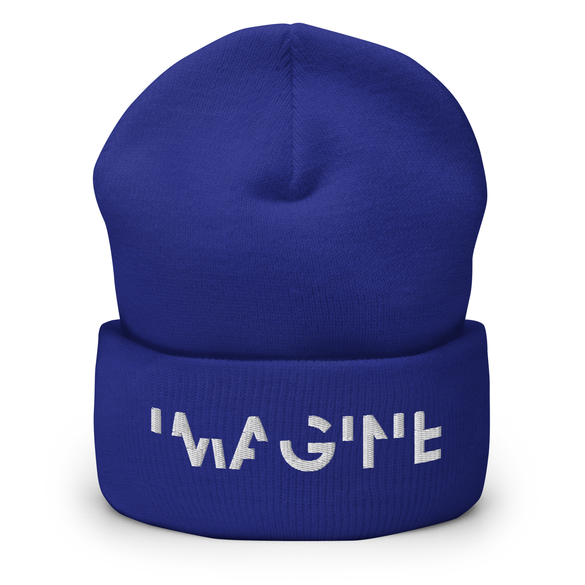 Blaues Beanie mit weißem IMAGINE Schriftzug