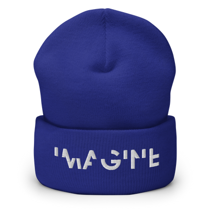 Blaues Beanie mit weißem IMAGINE Schriftzug