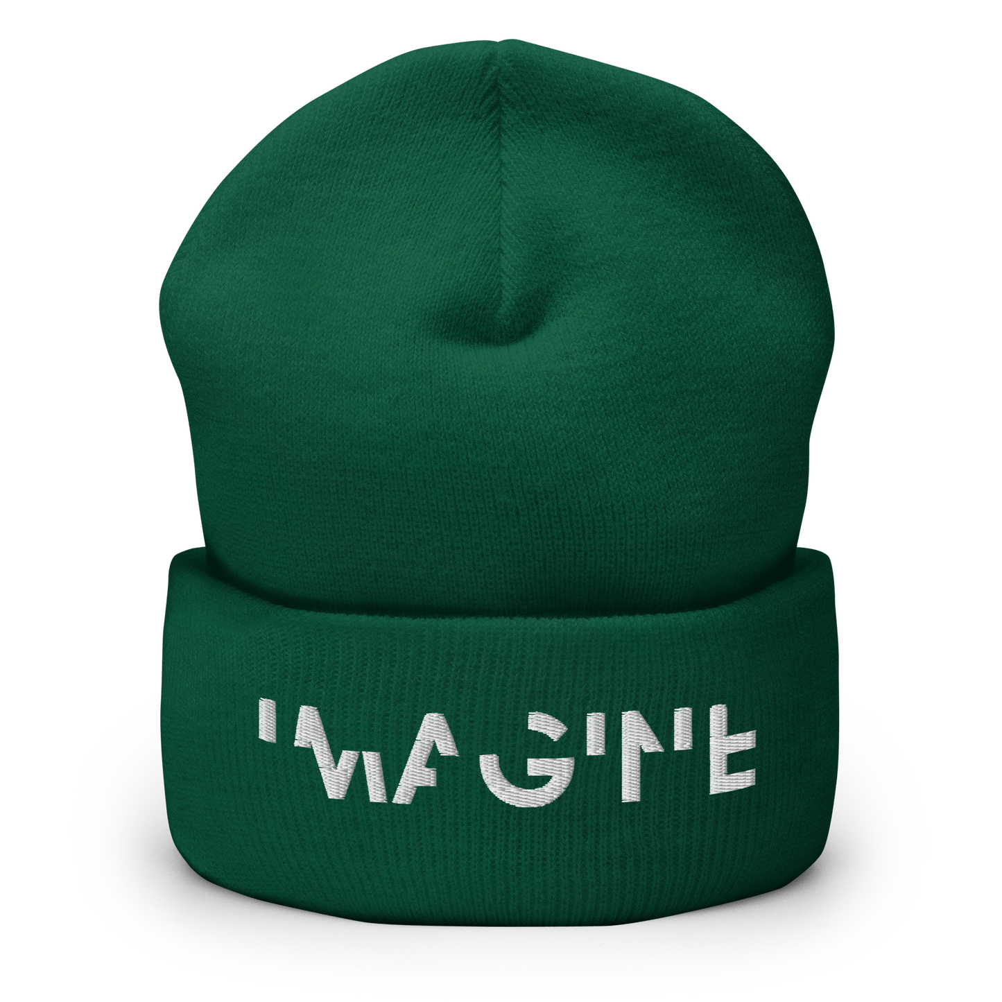 Grünes Beanie mit weißem IMAGINE Schriftzug