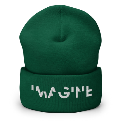 Grünes Beanie mit weißem IMAGINE Schriftzug