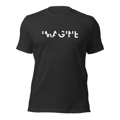 Dunkelgraues Unisex T-Shirt mit weißem IMAGINE Schriftzug