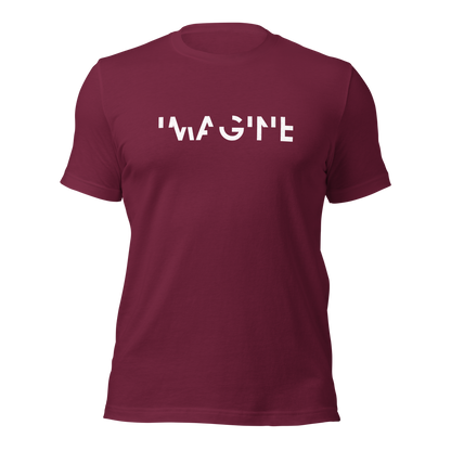 Maroon rotes Unisex T-Shirt mit weißem IMAGINE Schriftzug